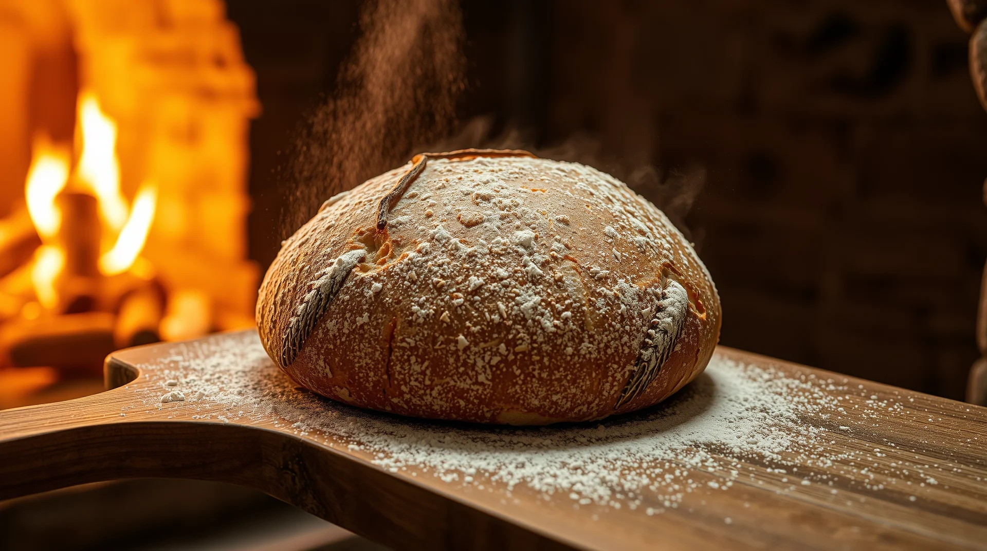 El obrador de La Tahona con el horno de leña encendido